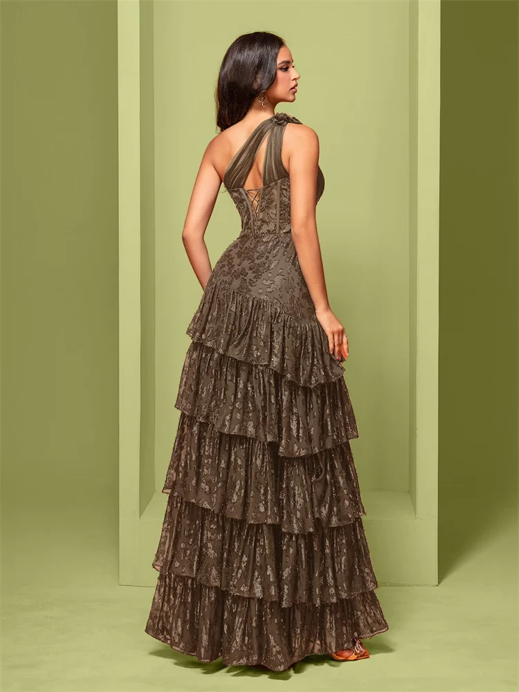 فستان سهرة فاخر بتصميم كتف مائل وتطريز ترتر، فستان حورية البحر أنيق طويل للحفلات والكوكتيل والمناسبات الرسمية