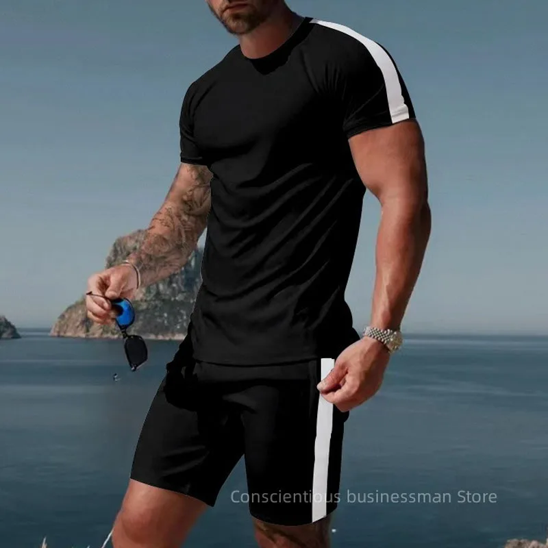 

2023 New Men Set Casual Tracksuit Set Men Clothing Fashion T-shirt Shorts Suit Men's T-shirt Suit Summer T-shirts Shorts Outfits