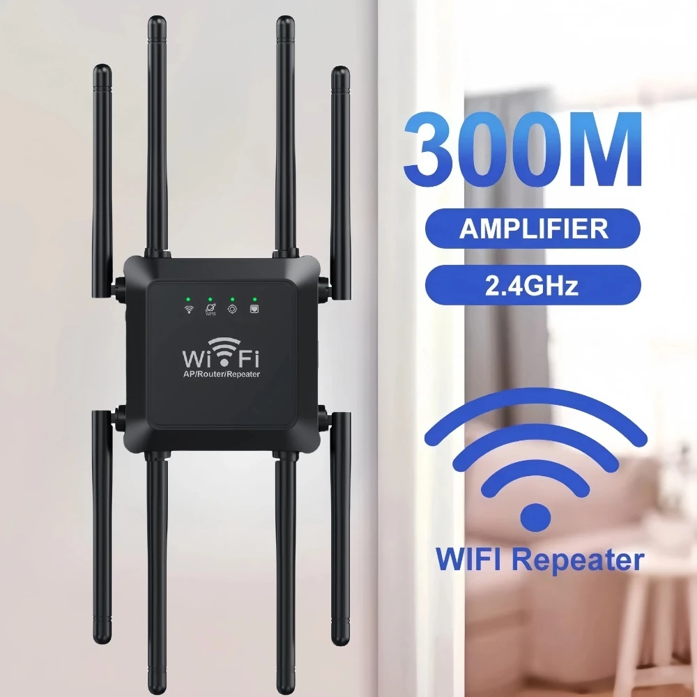 

300M WIFi Repeater Wi-Fi Amplifier 802.11N 2.4GHz Wireless Signal Booster Smart Power Extender For Office Home Easy Setting