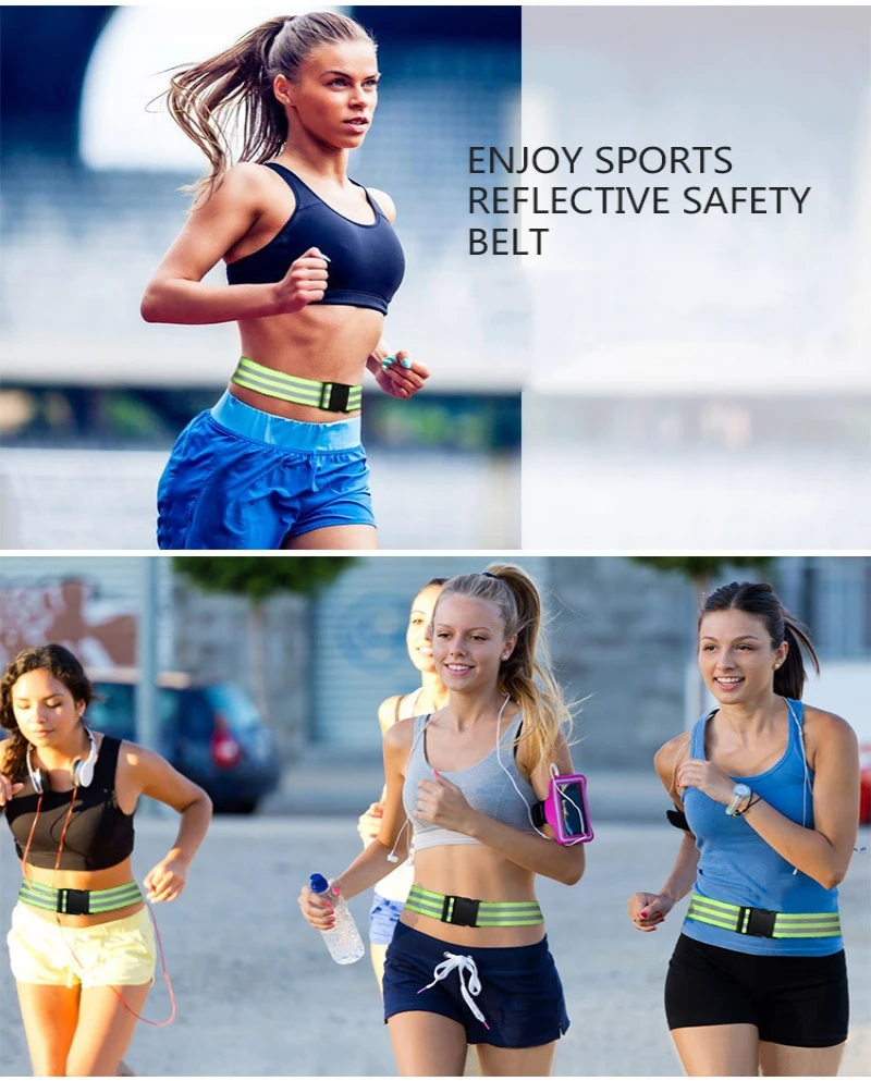 Adjustable Reflective Elastic Band Waist Protection Reflective Night Running Safety Belt for Kid Men Women
