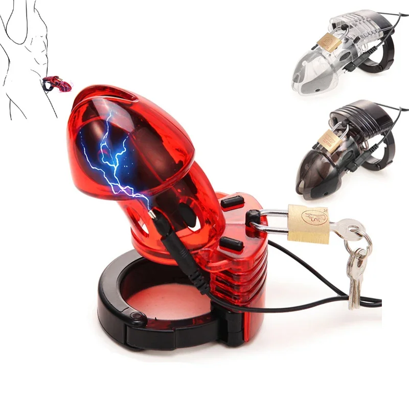 Electro Shock Penis Chastity Cage Cock Ring Belt Lock Electric Shock Male Chastity Devices Sex Toy Urethral Lock