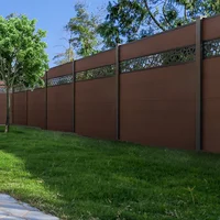 Wood Plastic Composite Fence Aluminum Post WPC  Garden Fence Laser Cut Screen WPC Outdoor Decorative Fence Panel 2