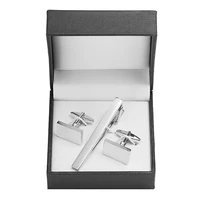 Classic men's French shirts cufflinks tie clip drawing laser metal cuff button clips wedding suits accessories jewelry box gift 2