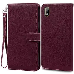 Premium Flip Leather Wallet Phone Case - Sleek and Stylish Protection for Huawei Y5 2019 (Wine Red-Strap)