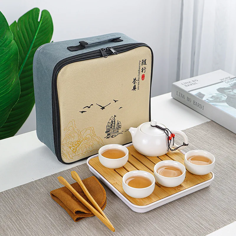 Chinese Tea Travel Tea Set Kung Fu Set Ceramic Portable Teapot Porcelain Teaset Gaiwan Cups of Ceremony Tool tea cup tea ceremony tools tea set