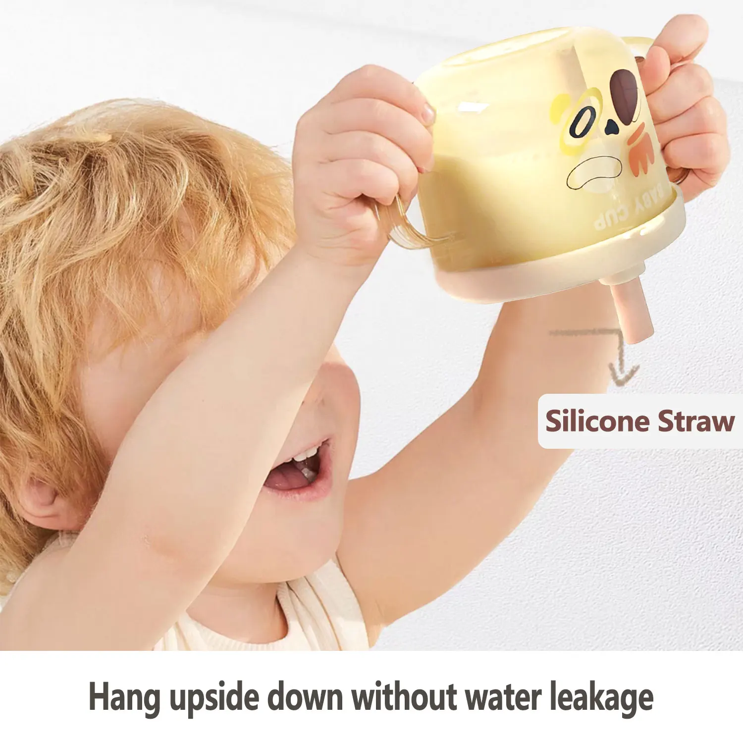 300ML baby large-capacity milk cup, breakfast cup, water food-grade PP material, drop-proof and leak-proof, clear scale