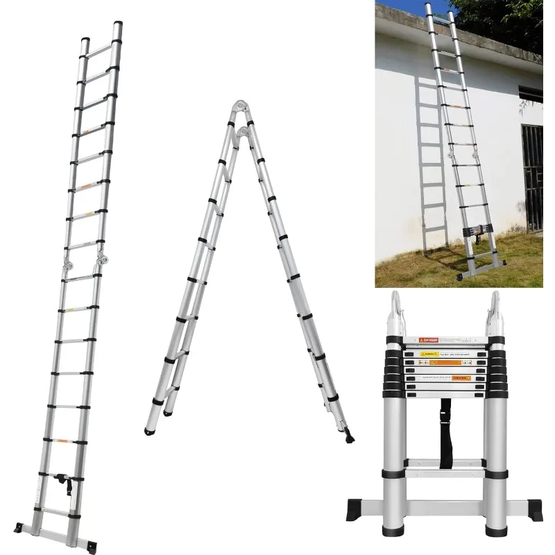 5.5ft Telescoping Ladder A-Frame Extension Lightweight 4+5 Step Folding Ladder Portable 330lbs Capacity Step telescoping ladder