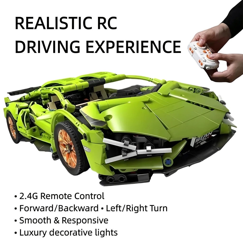 1:14 RC MOC Technical Racing Car Building Blocks with Electronic Motor, 1280PCS Interconnecting Blocks DIY Model Car Constructio 2