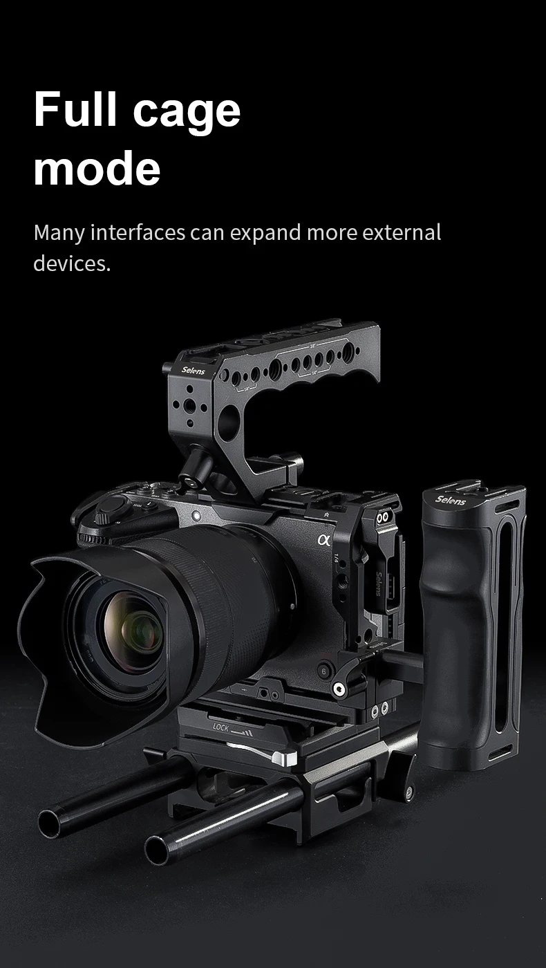 Camera Full Cage for SONY FX3/FX30 with Multiple Expansion Holes Aluminum Alloy