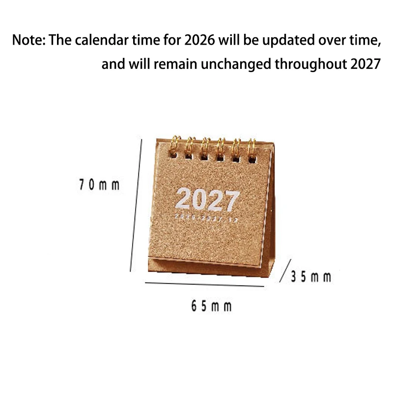 1pc 미니멀리스트 인스타그램 스타일 소형 달력 2027년 책상 달력 인쇄 스타일이 없는 휴대용 달력 데스크탑 장식 체크-