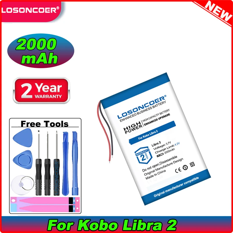 Rechargeable Battery Original LOSONCOER 2000mAh Battery For Kobo Libra 2 Libra2 E-book Reader Battery