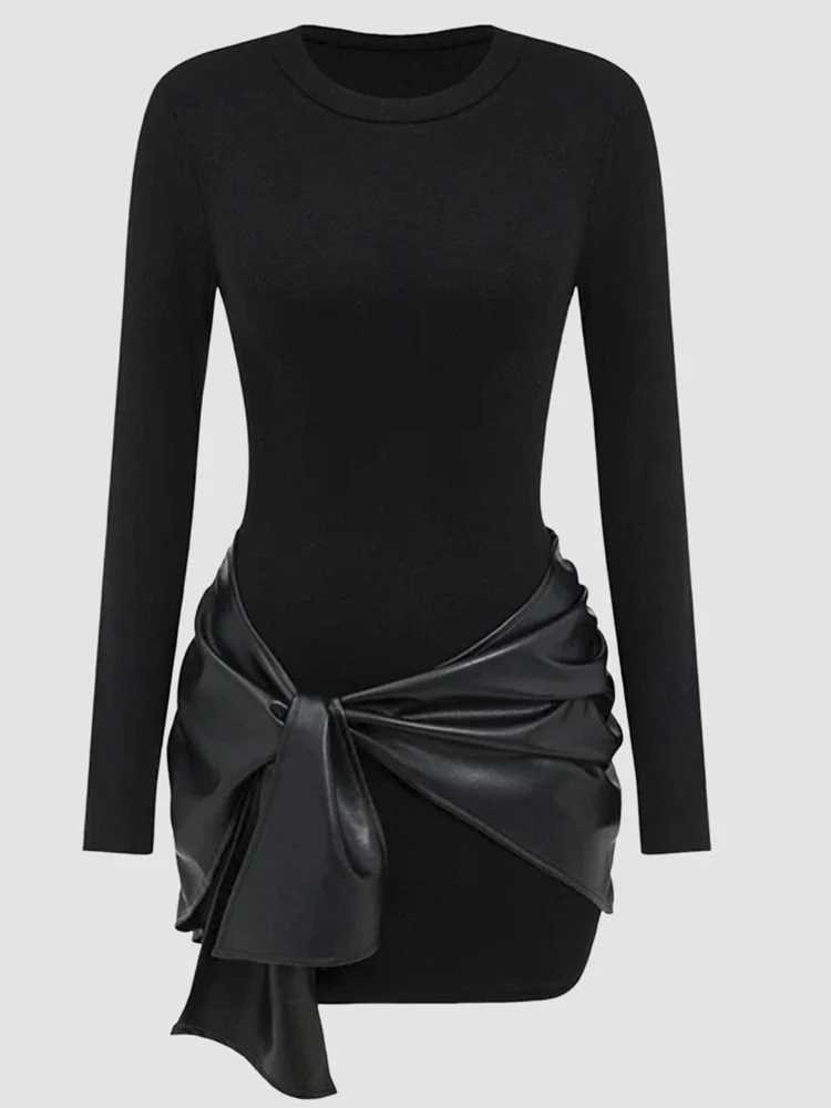 Ruched tie-waist mini dress — supplier product view 3
