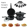 12Pcs Non Stick Cookware Set Deep Frying Pan with Lid Milk Pot Maifan Stone Frying Pan Stackable Pot Set for All Types of Cooker 6