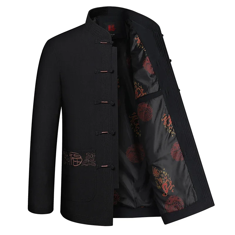 Spring and Autumn New Middle-aged and Elderly Men Father Tang Jacket Chinese Style Hanfu National Wind Grandpa Coat Jacket 3