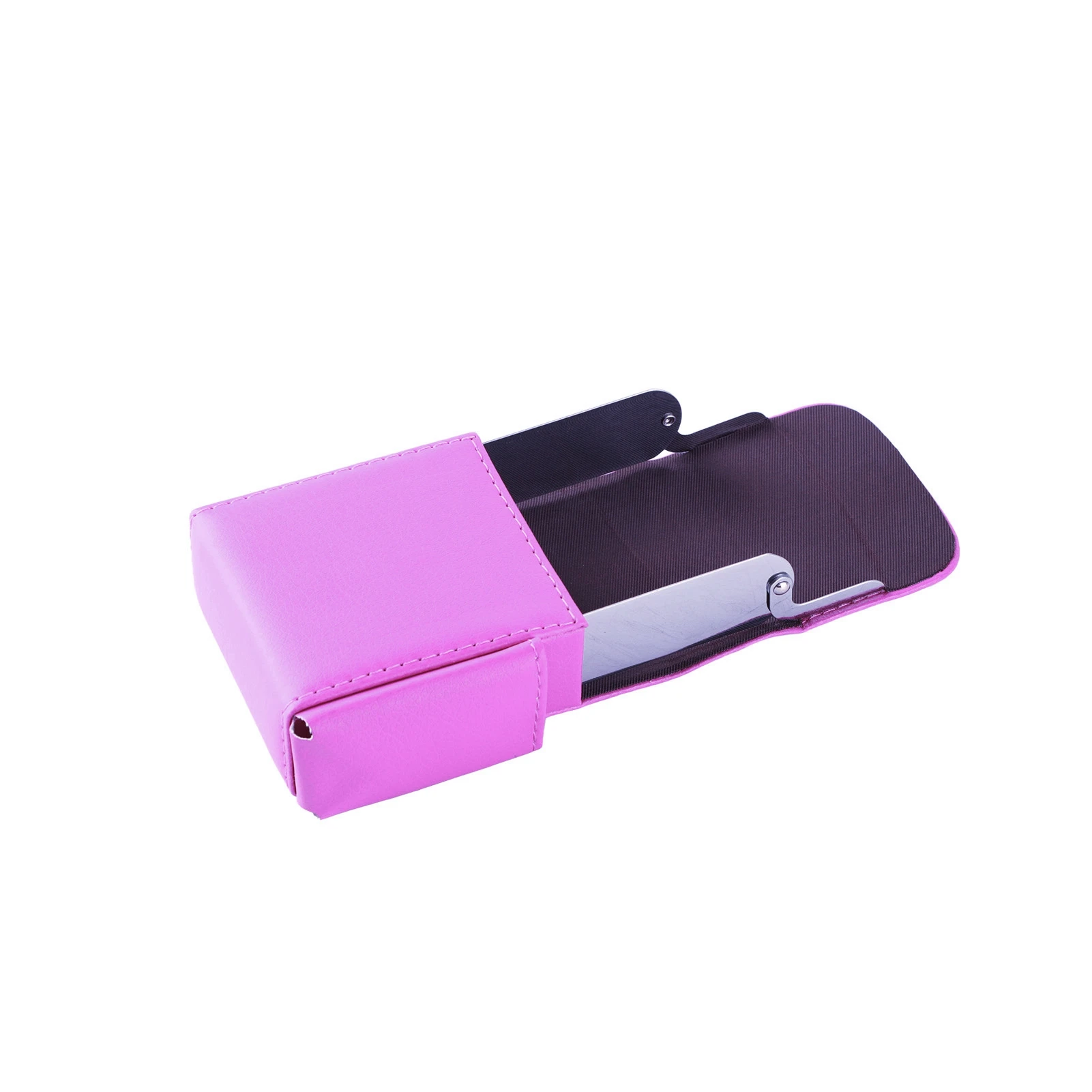Elegant PU Leather & Stainless Steel Cigarette Holder with Built-in Lighter - Stylish and Portable Design
