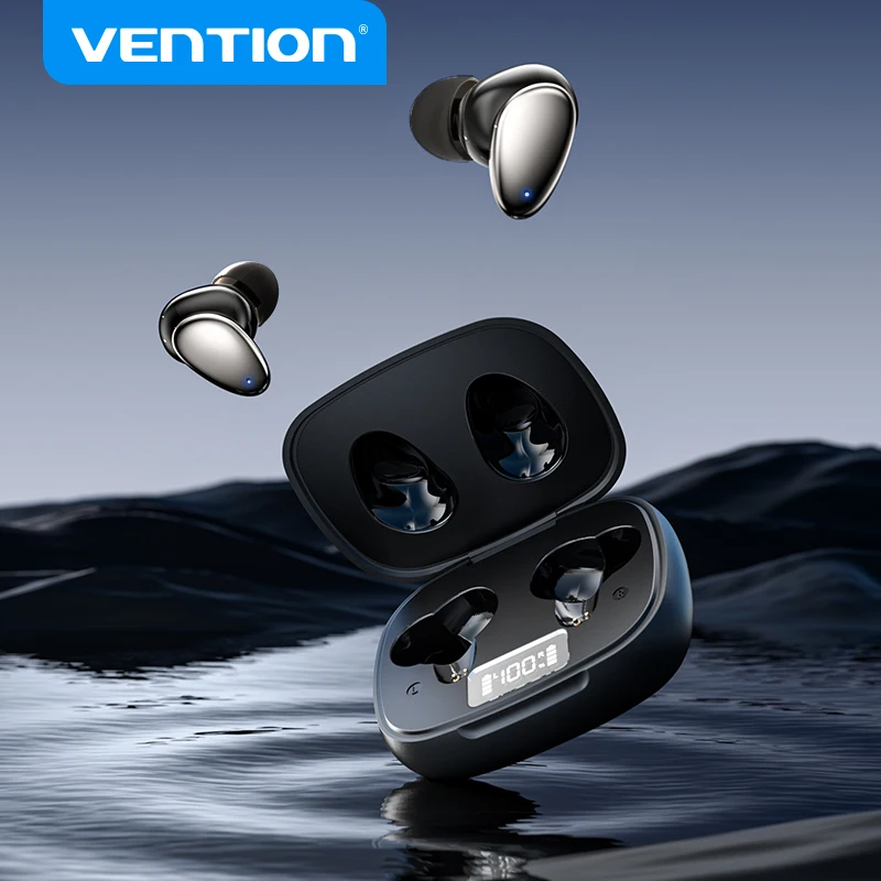 Vention Tiny T13 ANC Wireless TWS Bluetooth 5.3 Earphones Headset Active Noise Cancellation in-Ear Mics with LED Digital Display