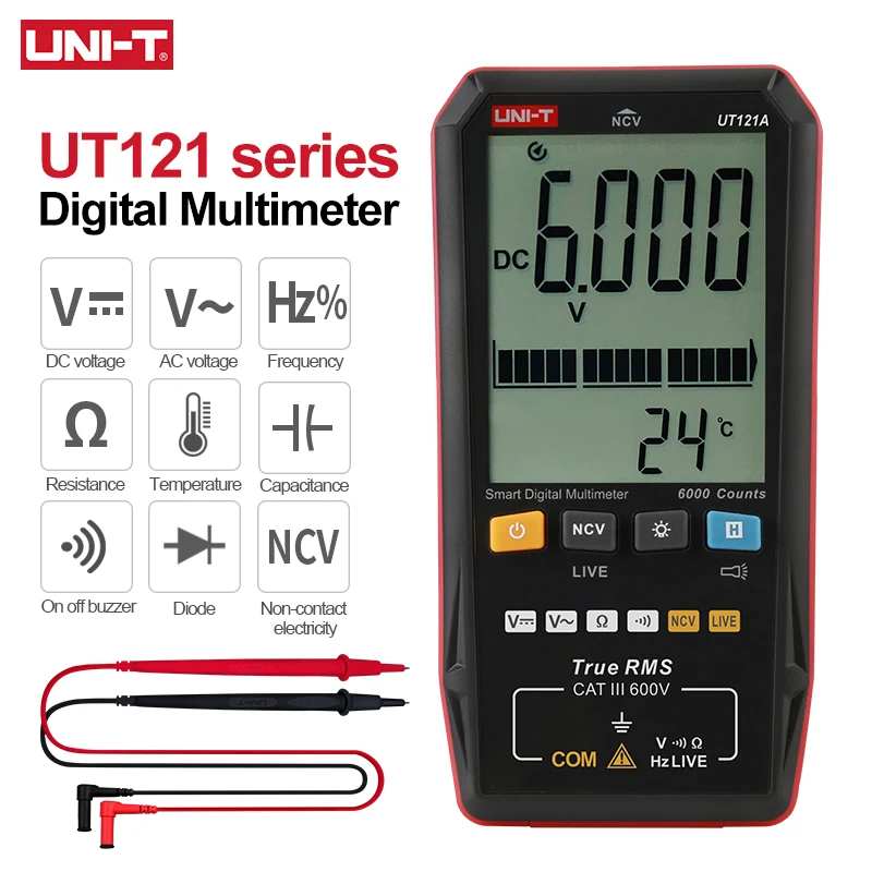 

UNI-T Smart Digital Multimeter UT121A UT121B AC DC Voltage Tester Multimeter True RMS Digital Capacimeter Frequency Meter