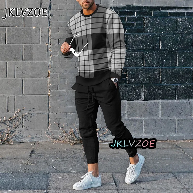 Men Summer Jogging Tshirt Sportwear Streetwear Tracksuit Fashion Clothes 2-piece Oversize Outfit 3D Print Loose Sets Long Sleeve