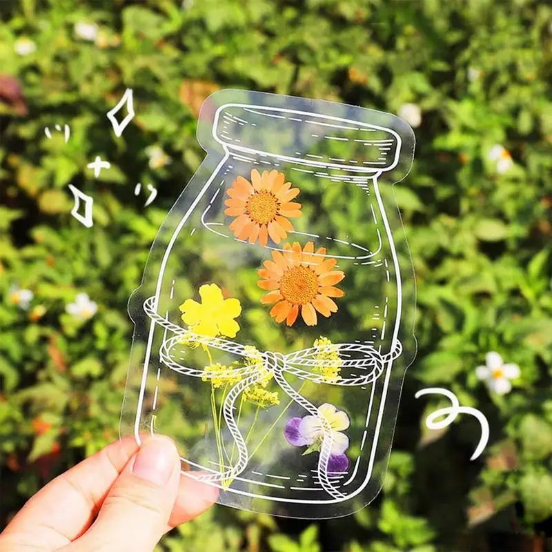 20PCS Creative DIY Bookmark For Students Transparent Wishing Bottle Shape Bookmark Scrapbook Sticker Material Small Gift