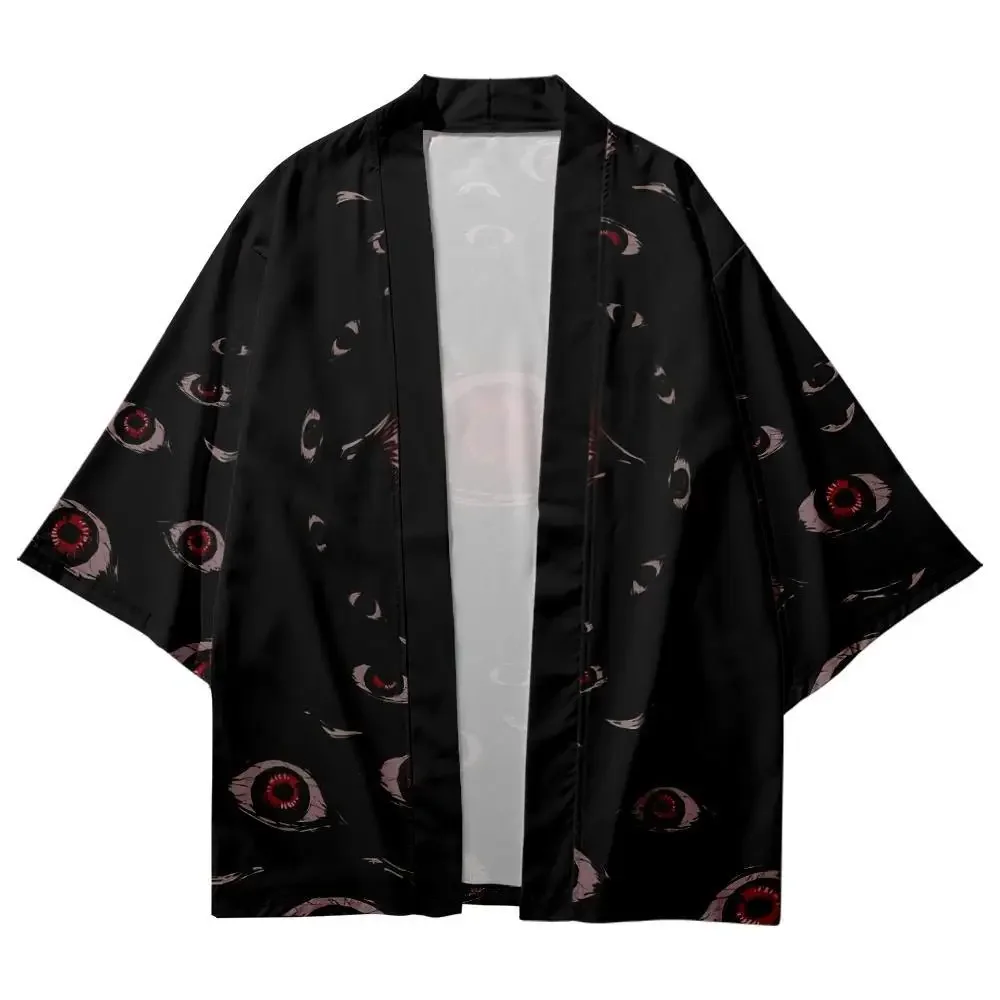Japanese Kimono Japanese Kimono Cardigan Japanese Kimono Shirt New Design Eye Print Traditional Kimono Japanese Style Women Men Streetwear Beach Cardigan Fashion Cosplay Haori Shirts Top