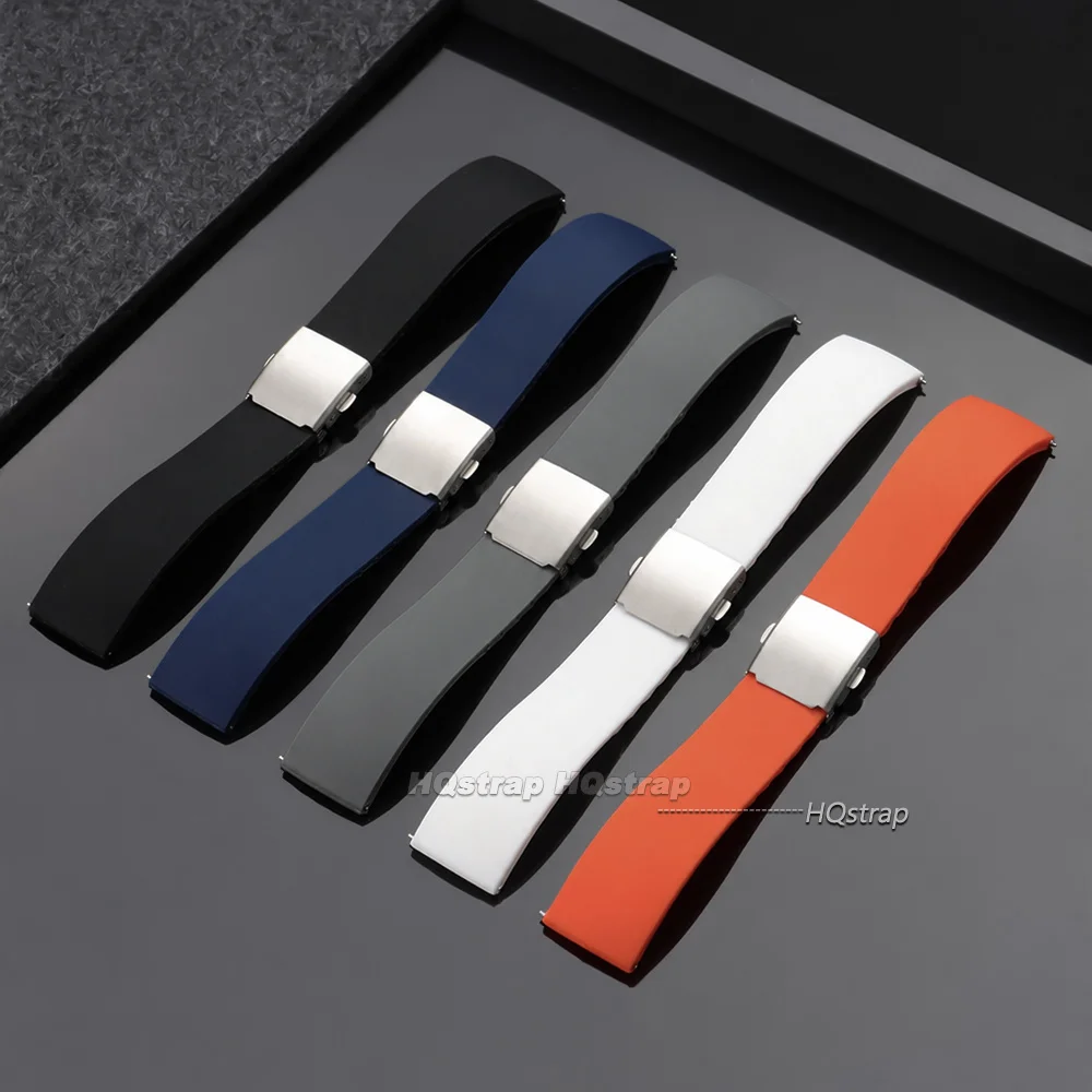 Premium Waterproof Silicone Watch Strap with Quick Release and Folding Clasp