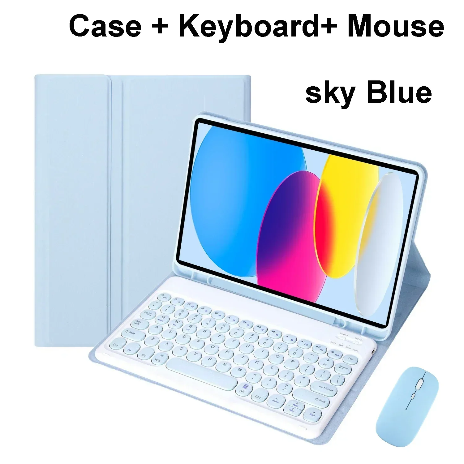 Magnetic Keyboard PU Leather Tablet Case with Bluetooth Mouse Cover