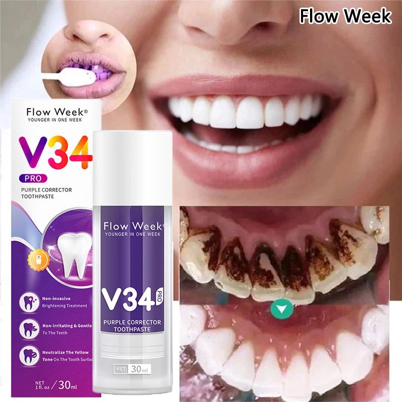 Flow Week V34 Colour Corrector Teeth Whitening Toothpaste Tooth Stain