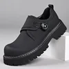 Spring Autumn British Thick Casual Derby Shoes for Men Fashion 2025 New Designer Rotary Button Black Dress Wedding Shoes Man 2