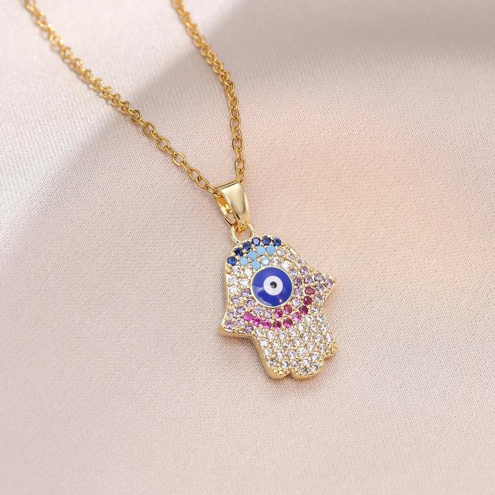 

Оптовая продажа, панк, блестящие циркониевые подвески, ожерелья для женщин, цепочка из нержавеющей стали, ювелирные аксессуары, золотой цвет