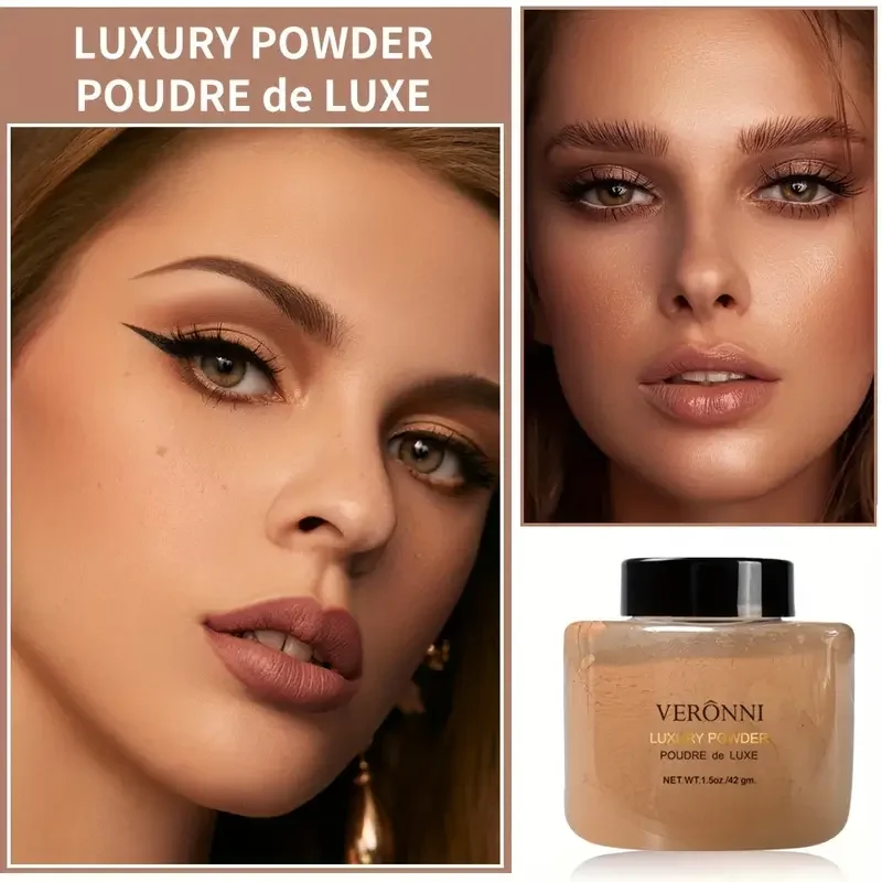 3-in-1 foundation setting powder & brush set for all skin tones oil control & concealer long lasting finish face makeup