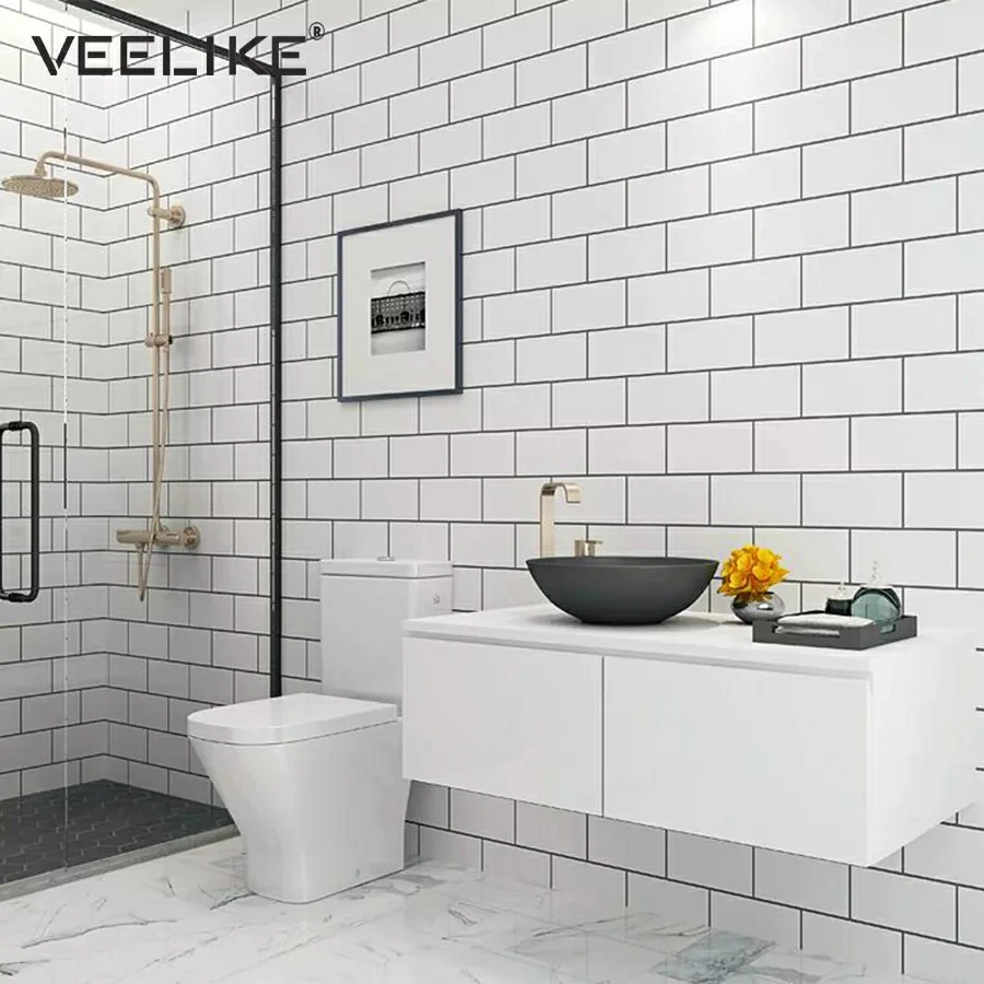 Waterproof Diy Pvc Vinyl Self Adhesive Wallpaper For Kitchen Backsplash Tile Bathroom Living Room Bedroom Home Decor Wall Paper Wallpapers Aliexpress