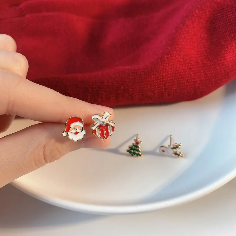 Mode Weihnachten bunte geometrische Ohrringe für Frauen einfache Spirale Quaste Santa Claus Ohrringe Party Neujahr Schmuck Geschenke – Detail 10