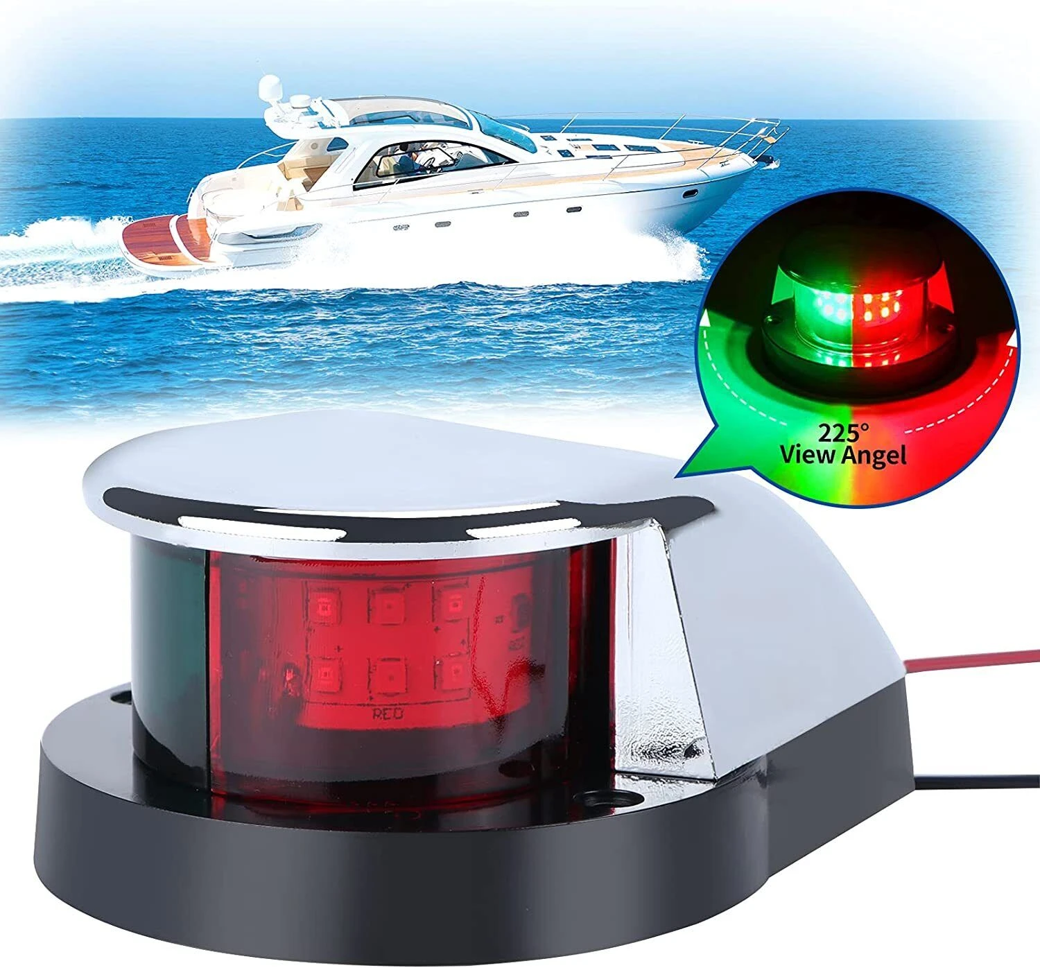 Accesorios para barcos, luz de navegación con lazo, luz roja y verde, señal de navegación para barco, yate, luz de advertencia, 12V|Herramientas AliExpress