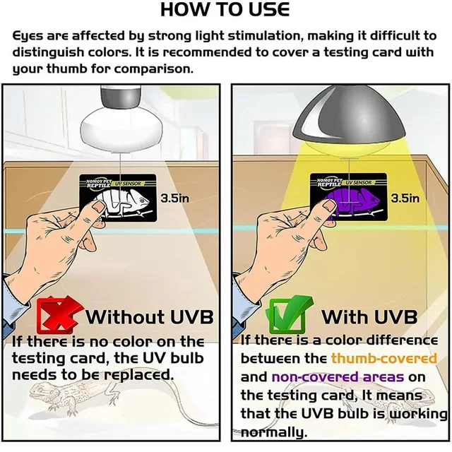 2pcs Fluorescent Color Changing Card Reptile Lighting UVA UVB Tester Test Card for Rapid Detection of UVB Amphibian Lamp 4