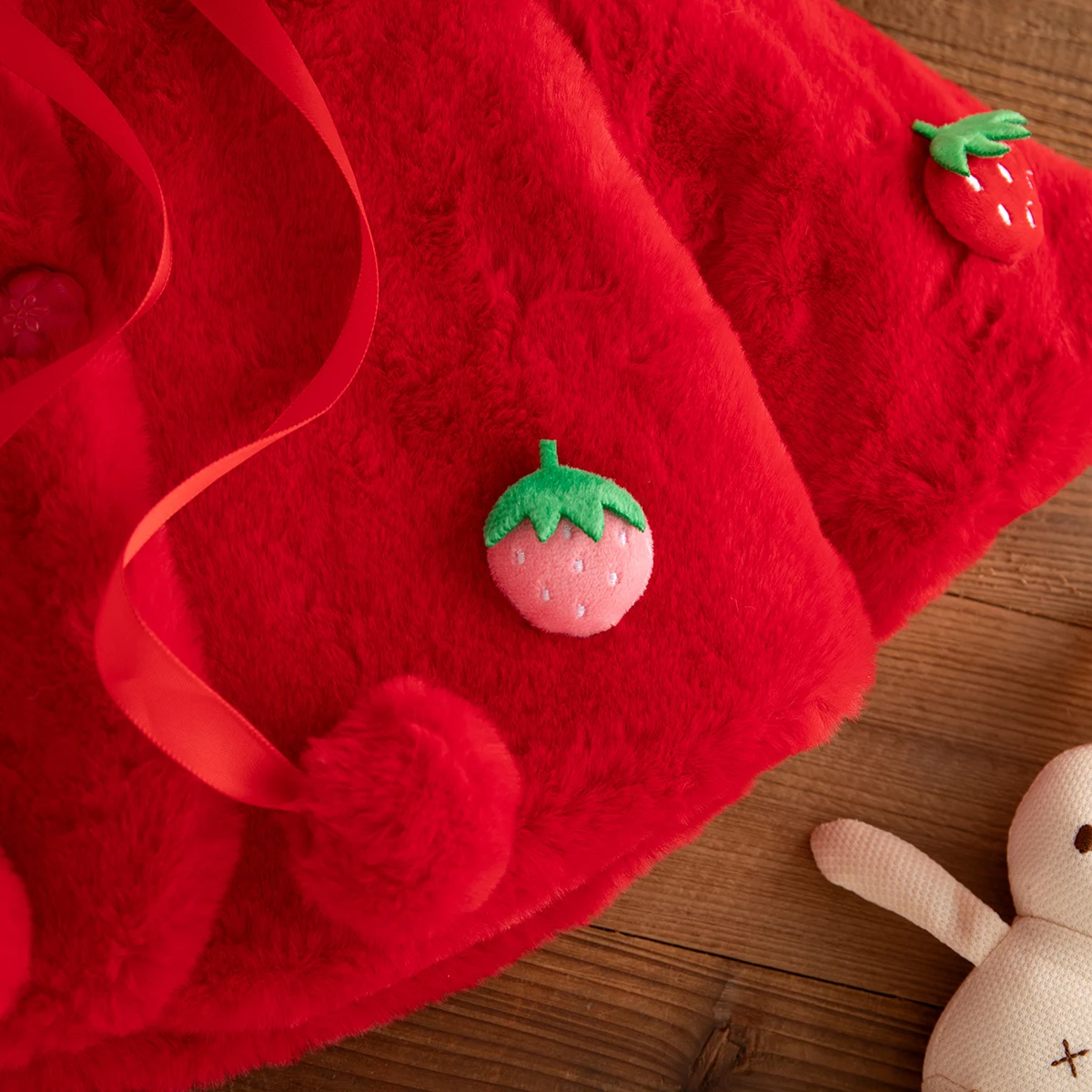 Baby Mädchen Herbst Winter Neue Plüsch Schal Erdbeere Dekoration Lange Ärmeln Mantel Mädchen Thicke Oberbekleidung für Outdoor Tragen – Detail 8