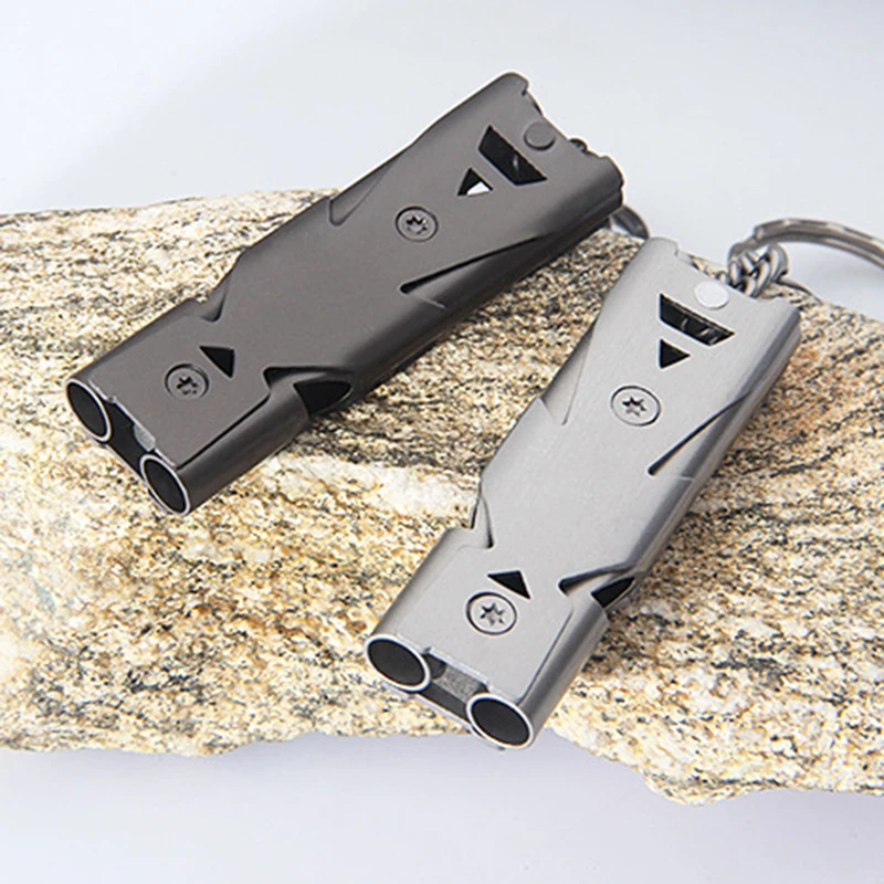 

Portable Whistle High Decibels Triple Pipe Aluminum Alloy Stainless Outdoor Camping Hiking Survival Cheerleading Whistles