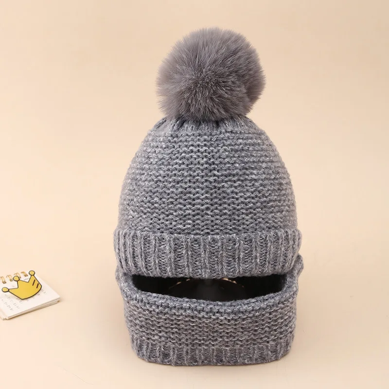 Infant Hat Scarf Set Winter Solid Color Ear Protection Warm Baby Outdoor Hats Children's Scarf Fur Ball Beanies For Kids