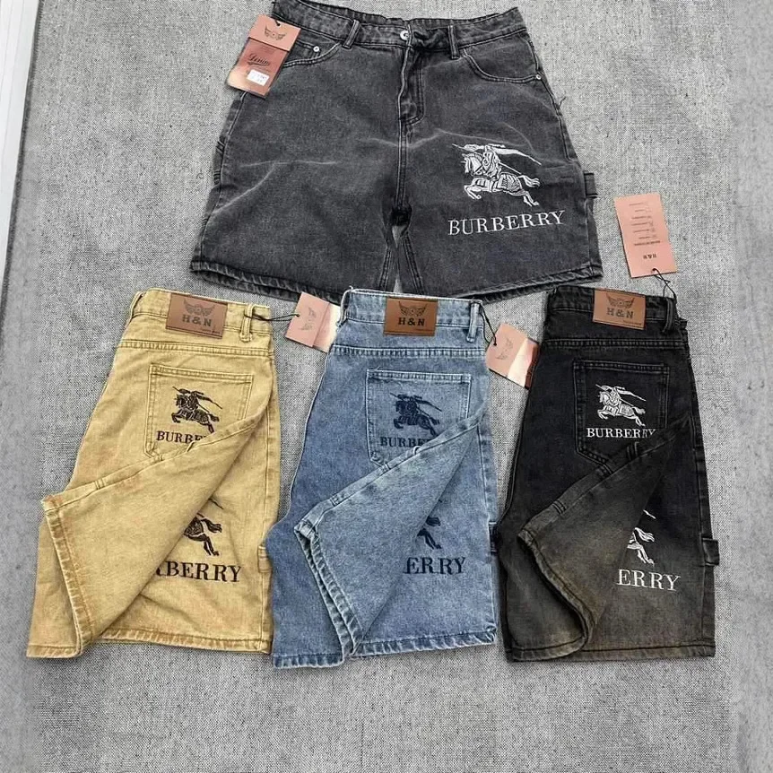 Fashionable Retro Printed Denim Shorts Casual Sporty Men's Five-Point Pants Loose Fit Comfortable Male Summer Clothing