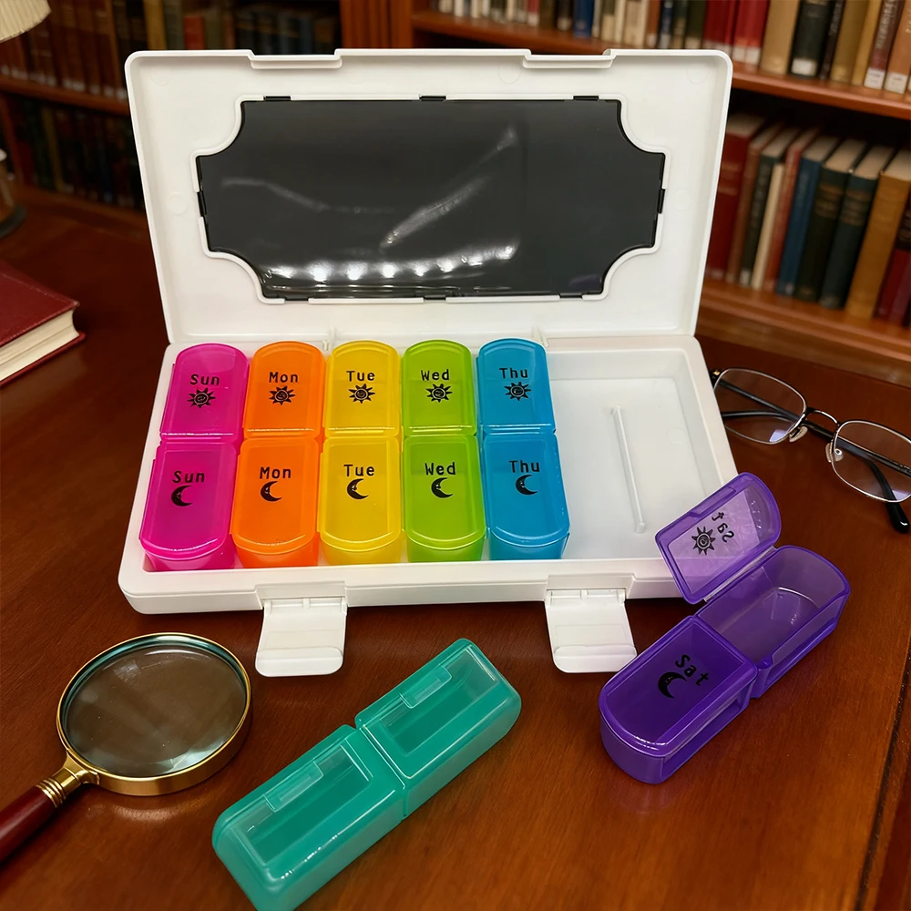 1PC Weekly Pill Case Pillbox 7 Days Medicine Tablet Box Portable Travel Drugs Storage Organizer Secret Compartments Pill Box