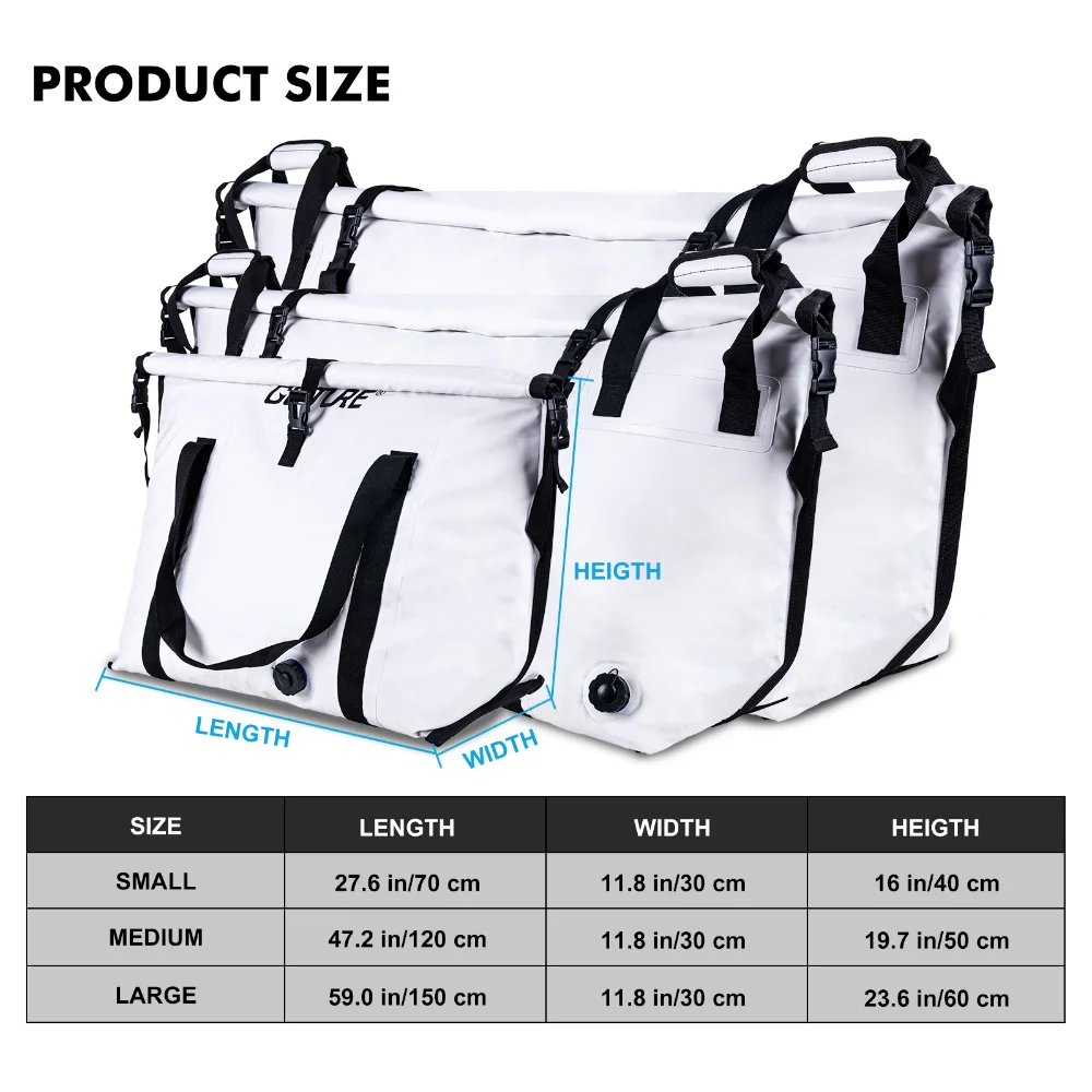 Goture Insulated Fishing Cooler Bag Expended Bottom Leakproof Waterproof  Portable Large Fishing Cooler Bag for Boat Fishing