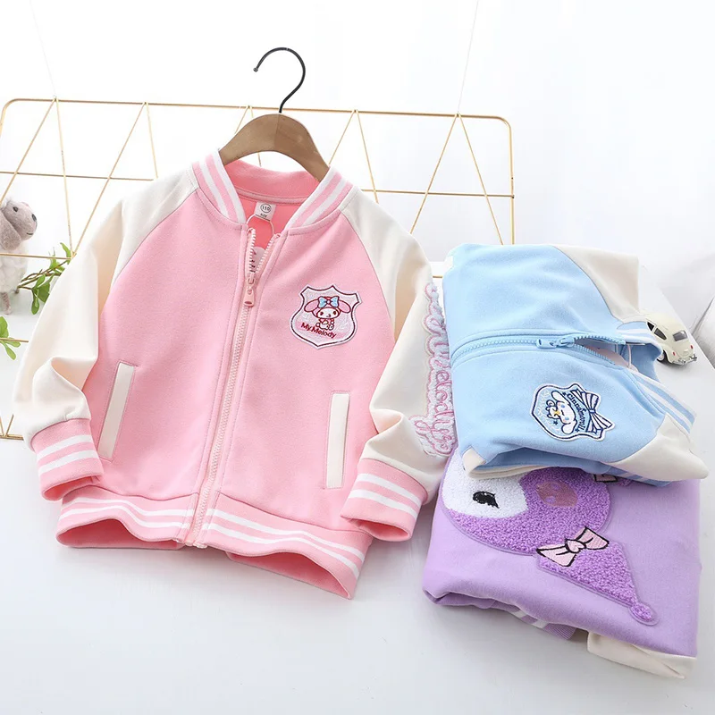 

Kawaii Новинка Sanrio детская Униформа Honkbal Schattige My Melodie Kuromi Cinnamoroll мультфильм Jas жилет Meisjes Rits Sportjas подарок