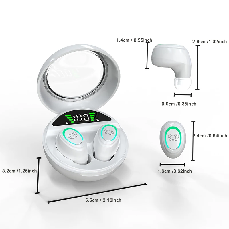 Bluetooth Headphones Wireless Earbuds 48hrs Talktime Digital Display Sports Ear Buds IPX5 Waterproof Earphones for Phone Laptop