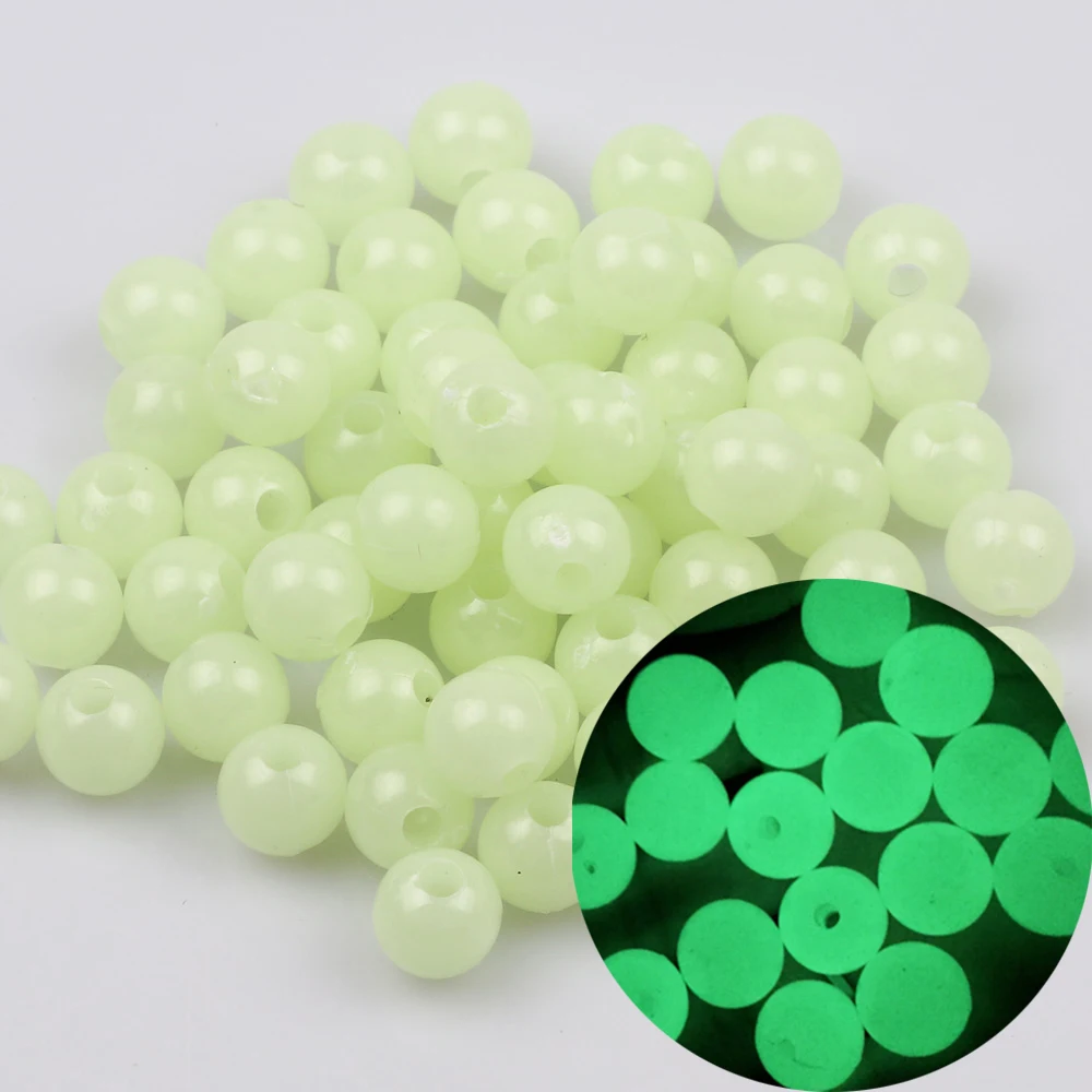 Green Luminous Round Acrylic Spacer Beads 500-30pcs 4-12mm For Jewelry Making Glow In The Dark Fishing DIY Bracelet Necklace