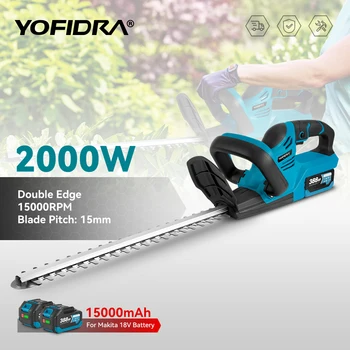 YOFIDRA 2000W Electric Hedge Trimmer Lawn Mower Cordless Household Garden Shrub Weeding Pruning Tools For 18V Battery