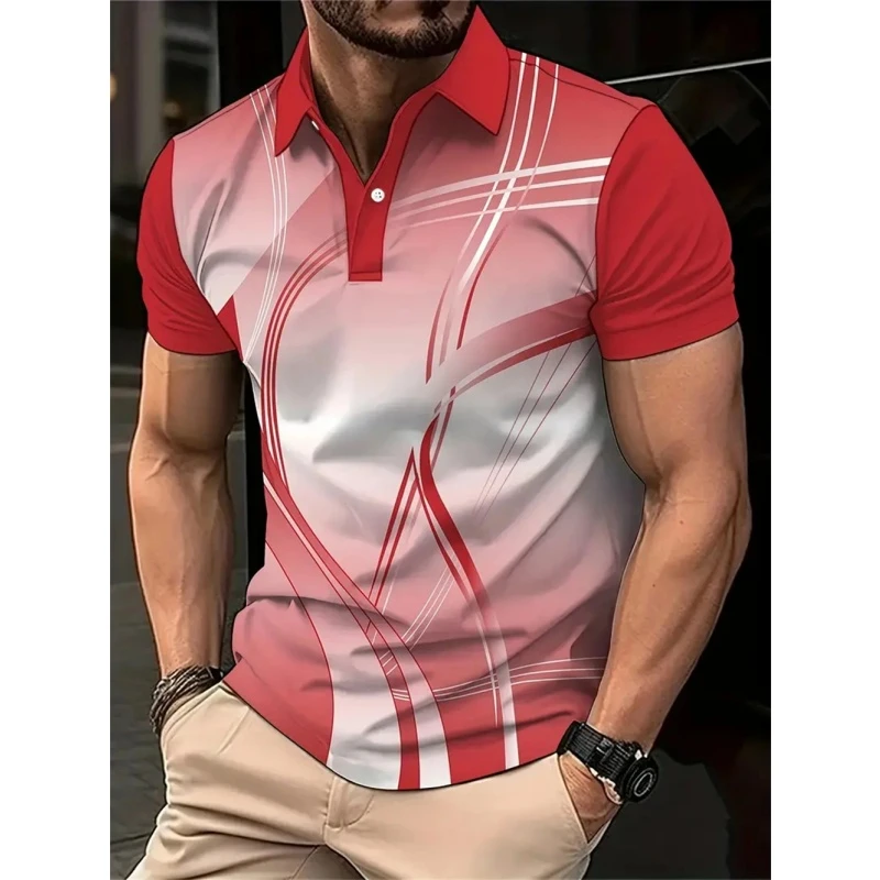 New 3D Printed Colorful Striped Man Polo Shirts Geometric Color Block Pattern Men's Clothes Shirt Casual Lapel Short Sleeve Tops 14 Sb04d03ed93bf4c66bbe9f45e3c6cb10dc