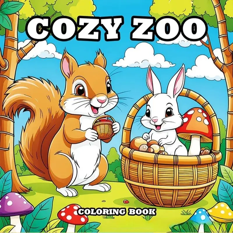 Sweet Animals: A Bold and Simple Coloring Book for Adults and Teens Featuring Plants Flowers and Cute Animals 6