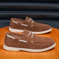 Hot Sale Men's Brown Loafers Comfortable Flat Suede Loafers Man Low Cut Casual Slip-On Shoes Men Driving Shoes chaussure hommes