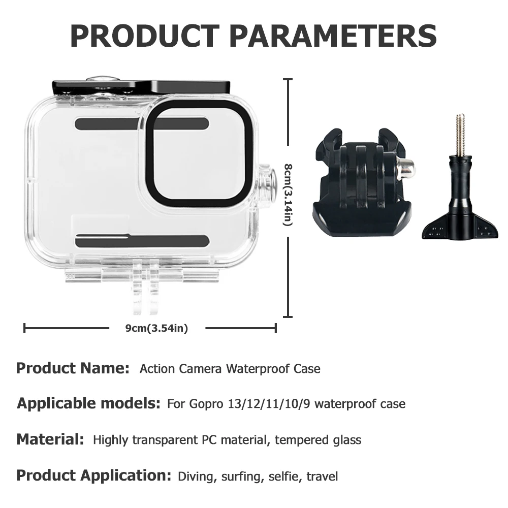 Boîtier étanche GoPro Hero 13-9 60m avec support