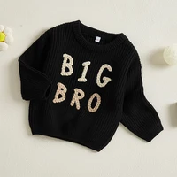2024-08-02 Lioraitiin Toddler Baby Boy Sweaters Long Sleeve Round Neck Letter Embroidery Knit Pullovers Infant Jumper Tops - Image 3