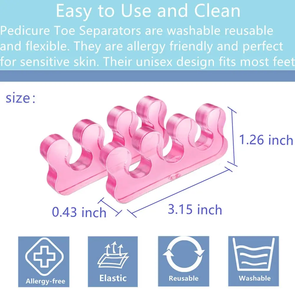 Nail Art Tools Toe Separators Toe Spreader Toe Separators for Nail Polish Toe Separator Pedicure Kit Spacers Toenail Dividers to Relieve Orthopedic Bunion